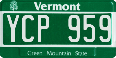 VT license plate YCP959