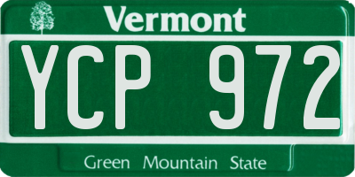 VT license plate YCP972