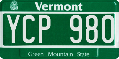 VT license plate YCP980