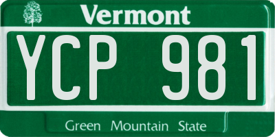 VT license plate YCP981