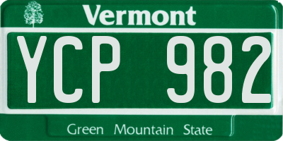 VT license plate YCP982