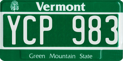 VT license plate YCP983
