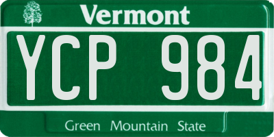 VT license plate YCP984