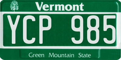 VT license plate YCP985