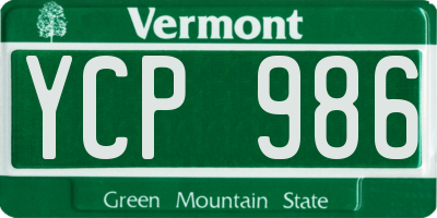 VT license plate YCP986