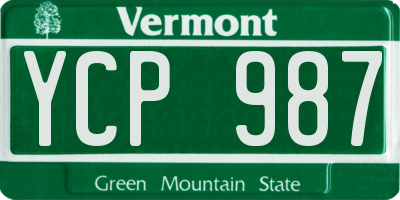 VT license plate YCP987
