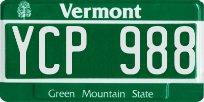 VT license plate YCP988