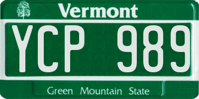 VT license plate YCP989