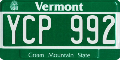 VT license plate YCP992