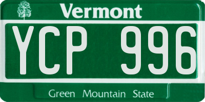 VT license plate YCP996