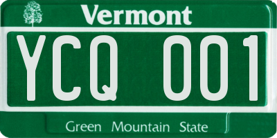 VT license plate YCQ001