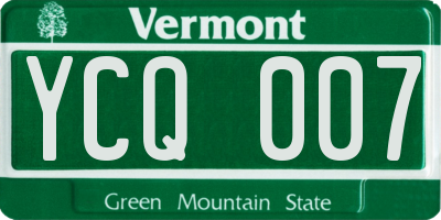 VT license plate YCQ007