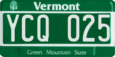 VT license plate YCQ025