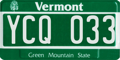VT license plate YCQ033