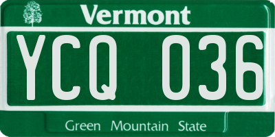 VT license plate YCQ036