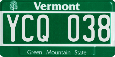 VT license plate YCQ038
