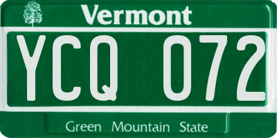 VT license plate YCQ072