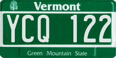 VT license plate YCQ122