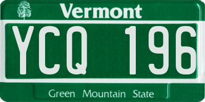 VT license plate YCQ196