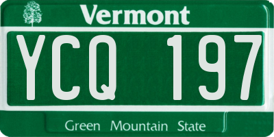 VT license plate YCQ197