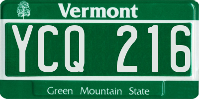 VT license plate YCQ216