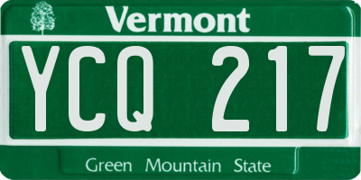 VT license plate YCQ217