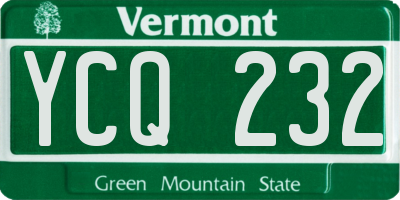 VT license plate YCQ232