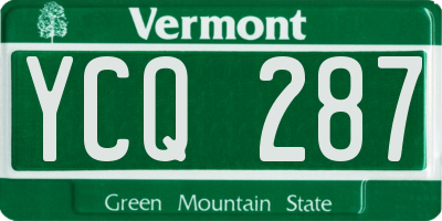VT license plate YCQ287