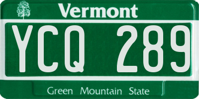 VT license plate YCQ289