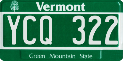 VT license plate YCQ322