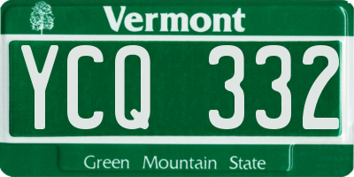 VT license plate YCQ332