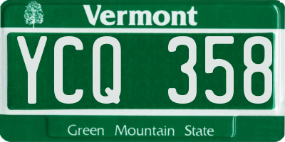VT license plate YCQ358