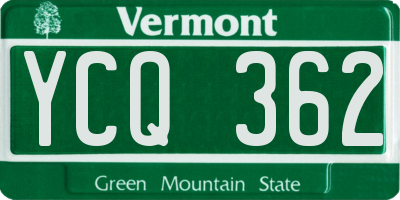 VT license plate YCQ362