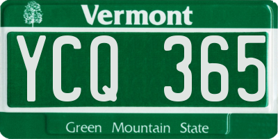 VT license plate YCQ365