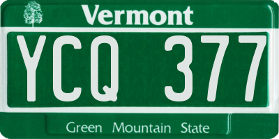 VT license plate YCQ377