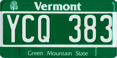 VT license plate YCQ383