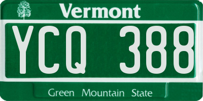 VT license plate YCQ388