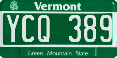 VT license plate YCQ389