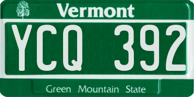 VT license plate YCQ392