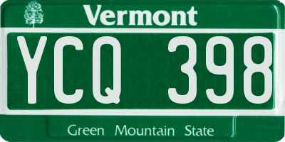 VT license plate YCQ398