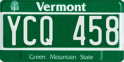 VT license plate YCQ458