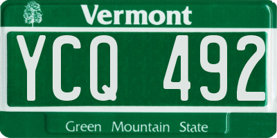 VT license plate YCQ492