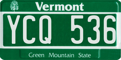 VT license plate YCQ536