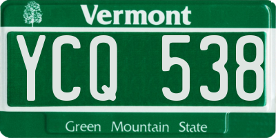 VT license plate YCQ538