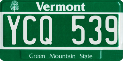 VT license plate YCQ539