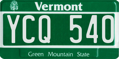 VT license plate YCQ540