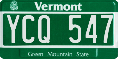 VT license plate YCQ547