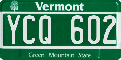 VT license plate YCQ602