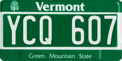 VT license plate YCQ607