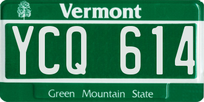 VT license plate YCQ614